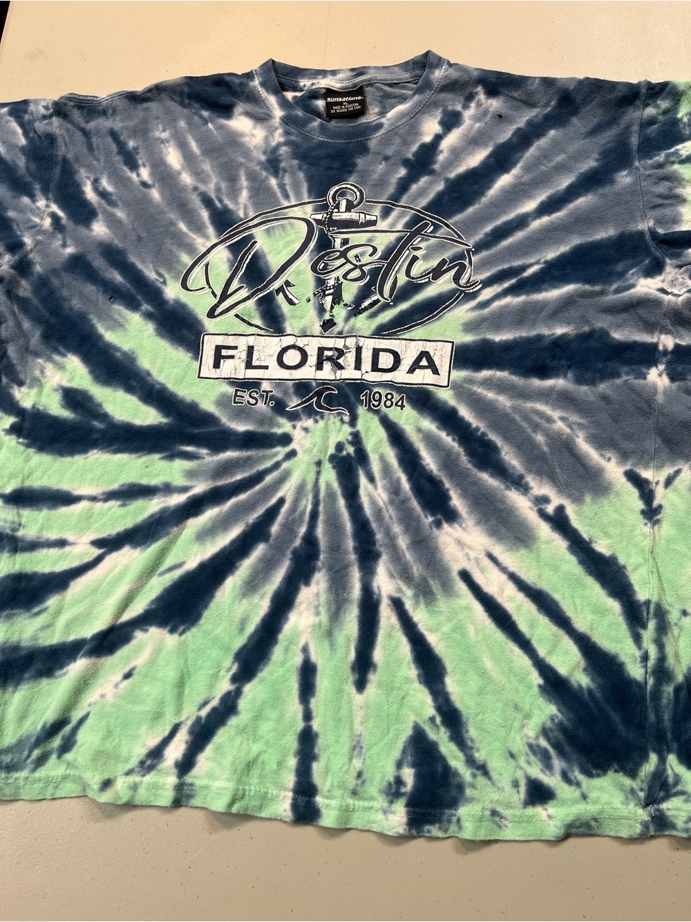 Destin Florida Tie Dye Graphic T Shirt XL Distressed Beach Tourist Tee